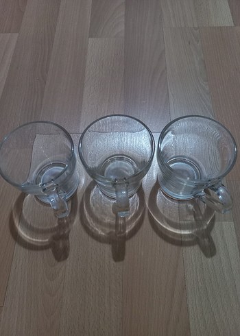 Şeffaf Kulplu 3 Adet Cam Kupa