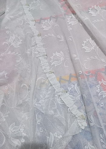 Nakışlı Beyaz Bohem Tül Perde - Görsel 5