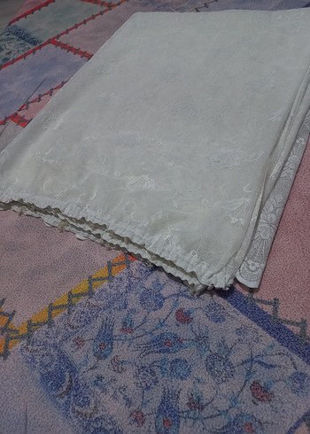 Nakışlı Beyaz Bohem Tül Perde - Görsel 7