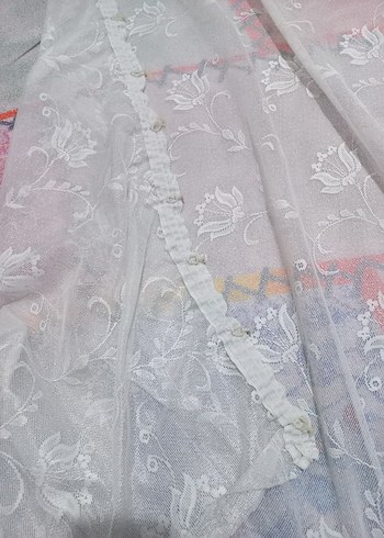 Nakışlı Beyaz Bohem Tül Perde - Görsel 6