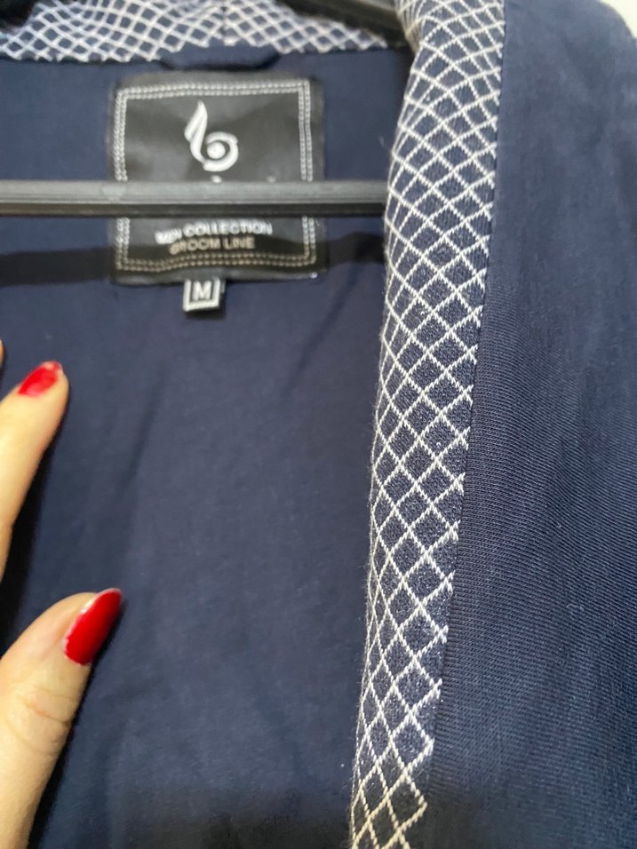 Lacivert Uzun Kollu Sabahlık - Görsel 3