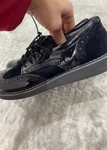 Siyah Rugan Stiletto Topuklu Klasik Goth Ayakkabı - Görsel 3