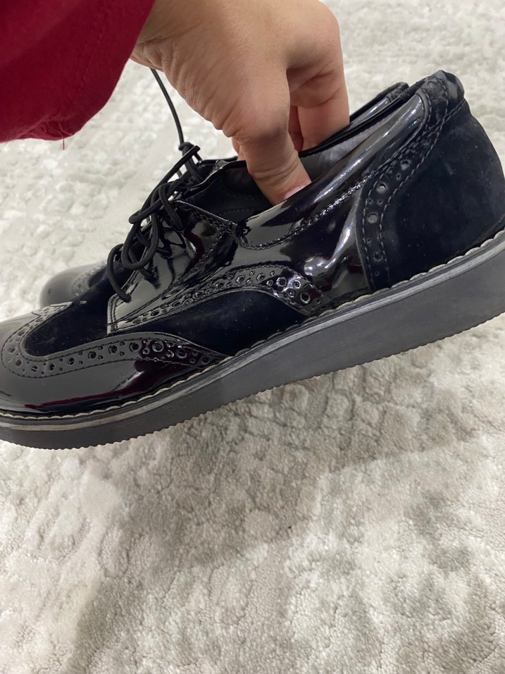 Siyah Rugan Stiletto Topuklu Klasik Goth Ayakkabı - Görsel 3