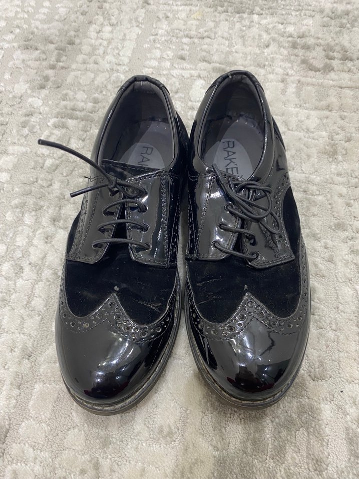 Siyah Rugan Stiletto Topuklu Klasik Goth Ayakkabı - Görsel 2