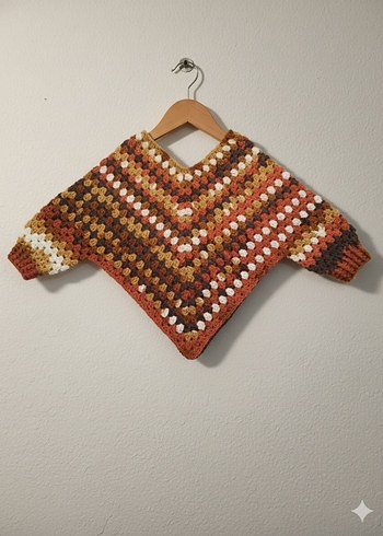 Kız Çocuk Örgü Bohem Ponço - Görsel 2