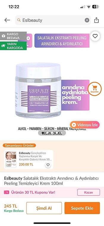 Eslbeauty arındırıcı aydınlatıcı peeling krem