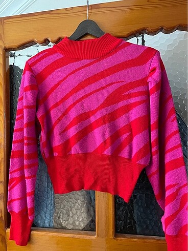 Trendyol triko kazak crop kırmızı pembe