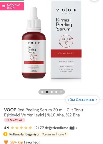 VOOP Kırmızı Peeling Serum 30 ml