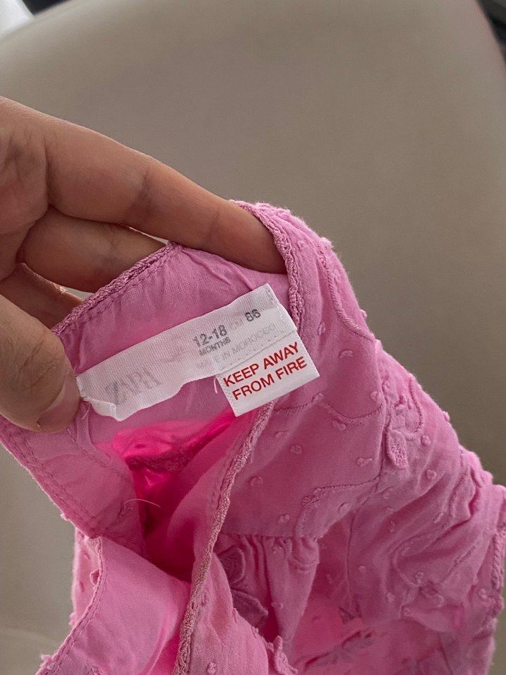 Kız Çocuk Dantelli Keten Pembe Elbise - Görsel 2