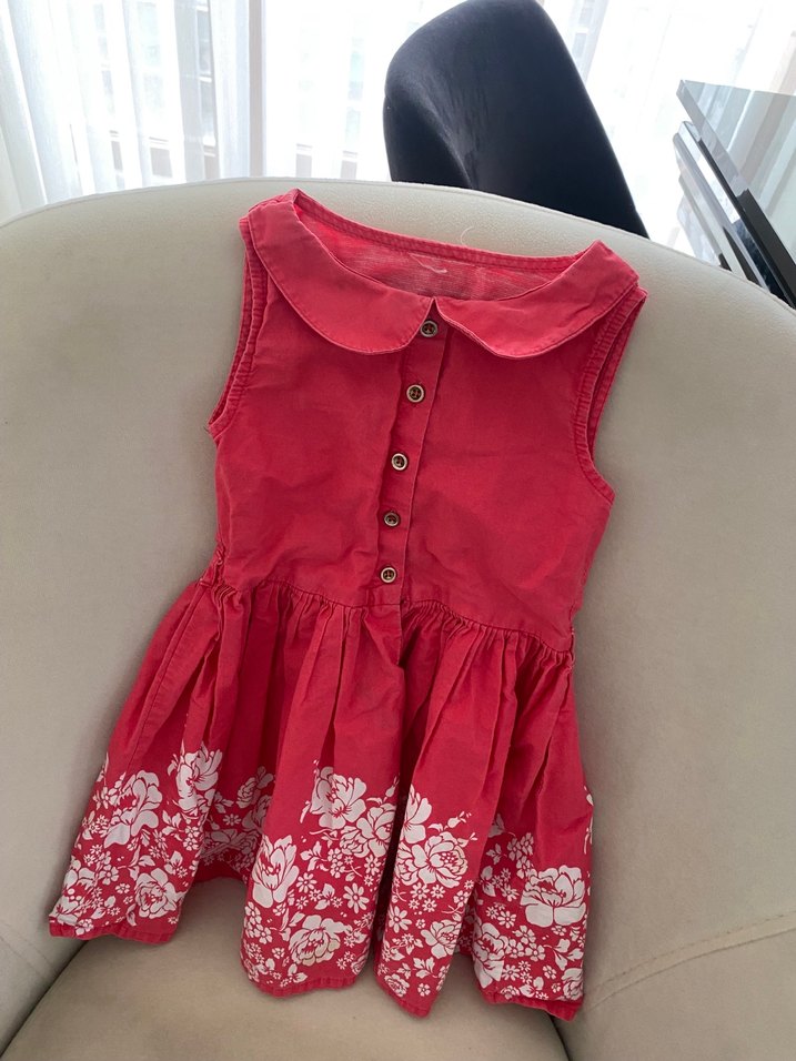 Pembe Yakalı Kız Çocuk Elbisesi - Görsel 2