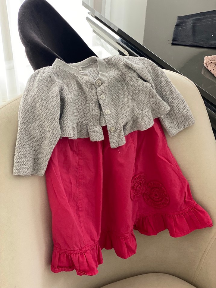 Gri Örgü Hırkalı Kız Elbisesi - Görsel 2