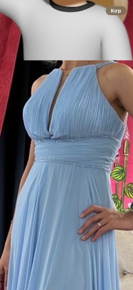 Mavi Drapeli Uzun Abiye - Görsel 2