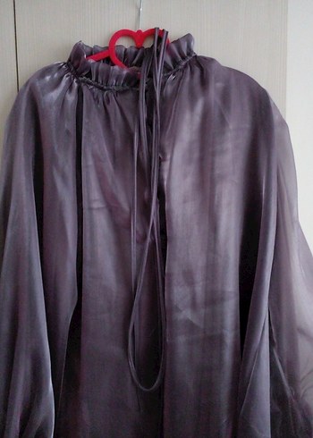 Mor Drapeli Uzun Kollu Kadın Bluz - Görsel 2