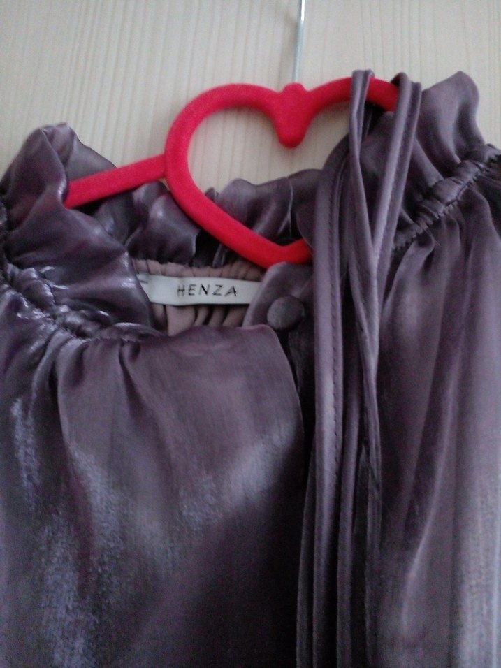 Mor Drapeli Uzun Kollu Kadın Bluz - Görsel 4