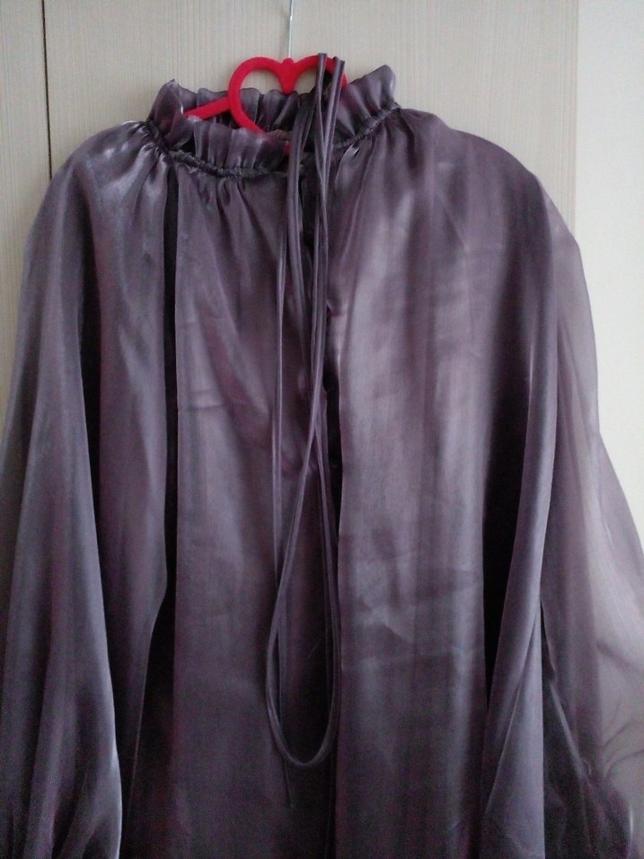 Mor Drapeli Uzun Kollu Kadın Bluz - Görsel 2