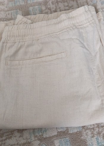 Erkek Beyaz Keten Mini Şort - Görsel 3