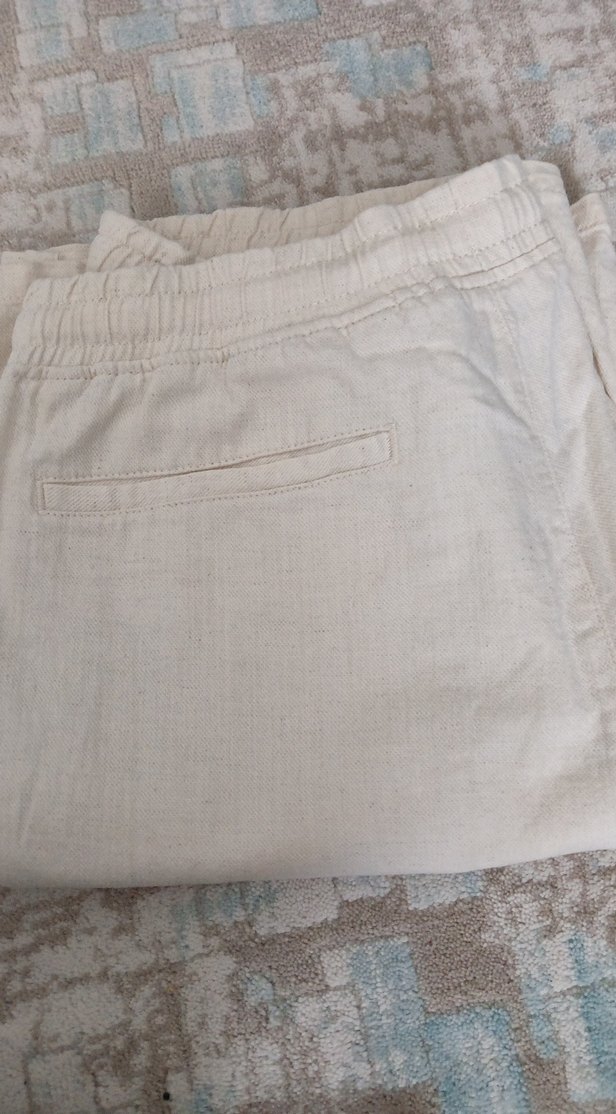 Erkek Beyaz Keten Mini Şort - Görsel 3