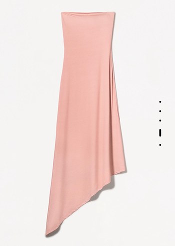 Bershka Pembe Drapeli Uzun Kadın Elbise