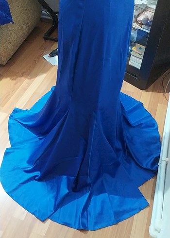 Mavi Uzun  Kadın Abiye Elbise - Görsel 9