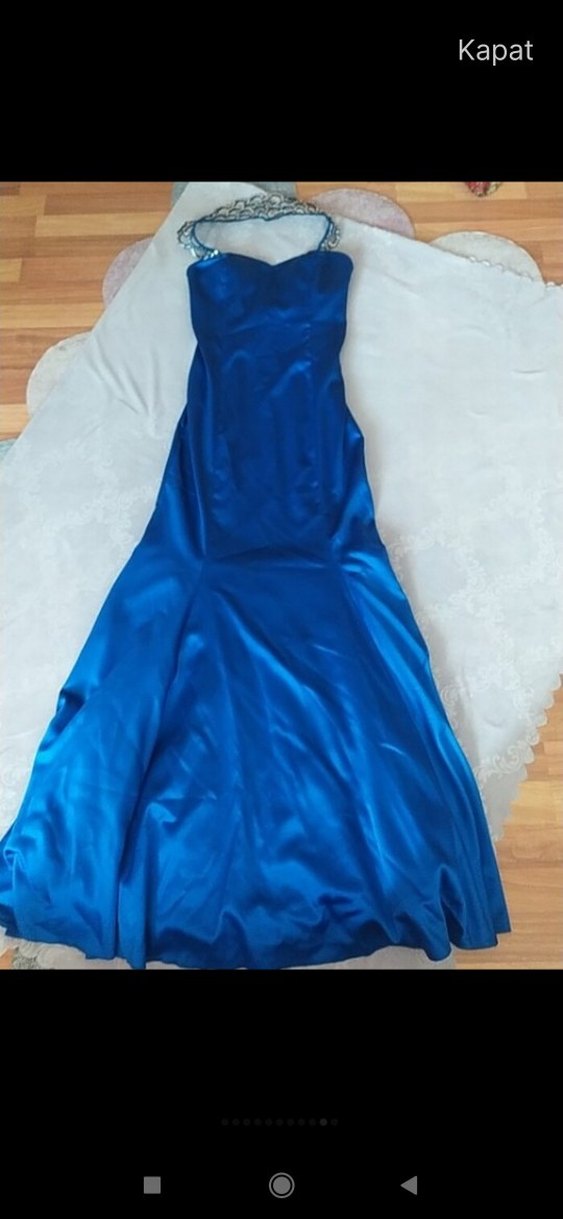 Mavi Uzun  Kadın Abiye Elbise - Görsel 2