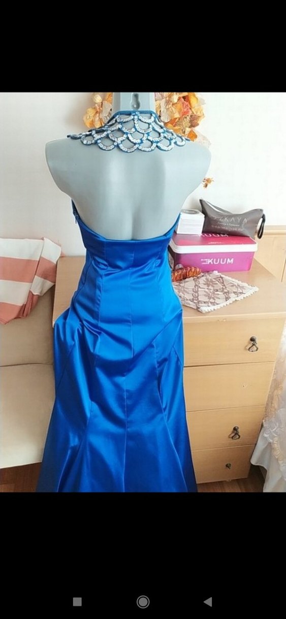 Mavi Uzun  Kadın Abiye Elbise - Görsel 4