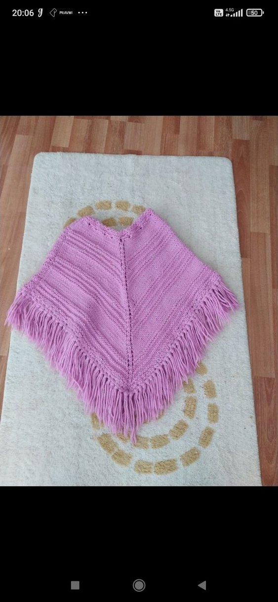 Pembe Bohem Kız Örgü Panço - Görsel 2