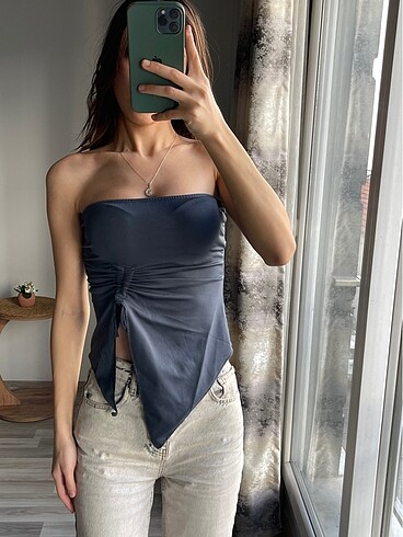 Diğer straplez crop bluz üst
