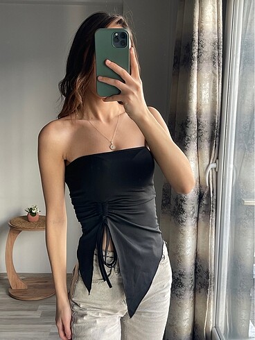 m Beden siyah Renk straplez crop bluz üst