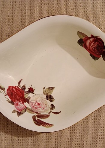 Beden beyaz Renk Rose Garden Desenli Salata Servis Tabakları