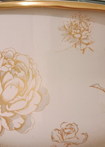  Beden Gold Gül Desenli Emaye Tencere 22cm