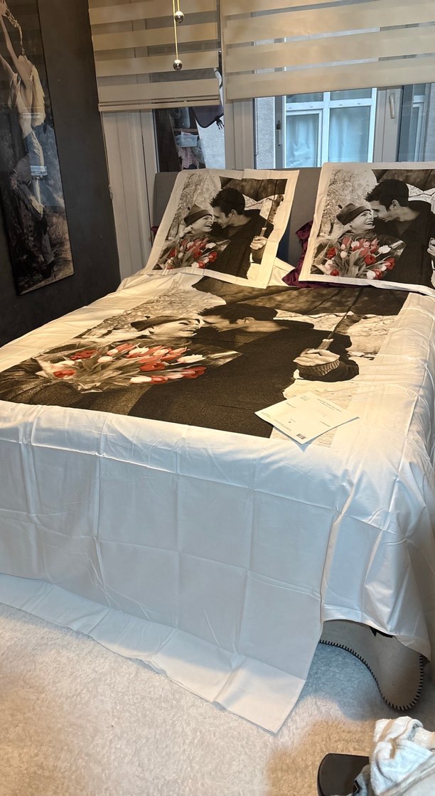 Baskılı Beyaz Çift Desenli  yorgan ve  yastık kılıf - Görsel 3