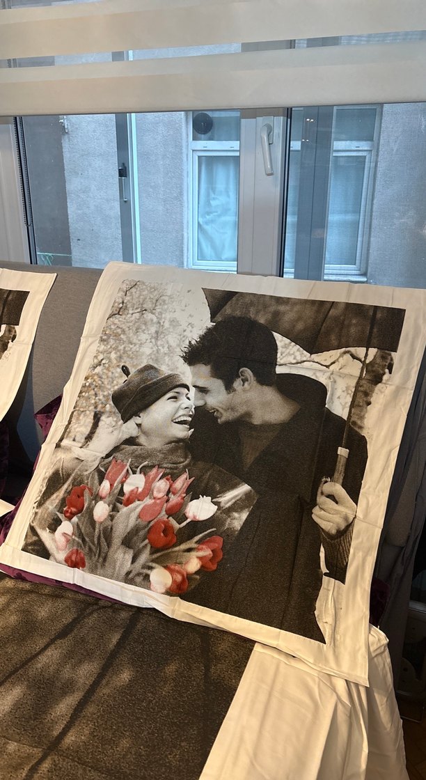 Baskılı Beyaz Çift Desenli  yorgan ve  yastık kılıf - Görsel 5