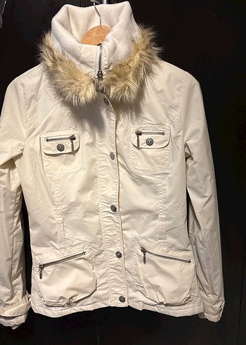 Kırık beyaz Kemerli Kadın Ceket - Görsel 6