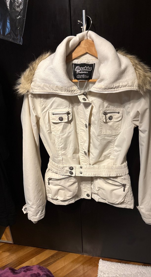 Kırık beyaz Kemerli Kadın Ceket - Görsel 4