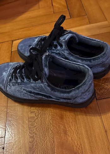 Koyu Gri Bağcıklı Kadın Denim Sneakers   VANS marka Almanyadan - Görsel 5