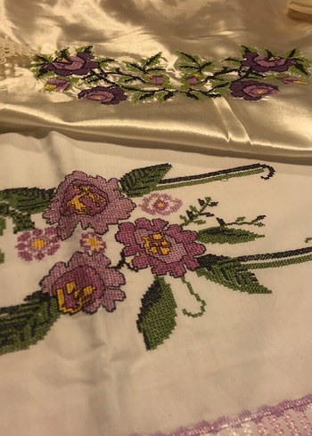 İşlemeli Mor Yastık Kılıfı Seti - Görsel 3