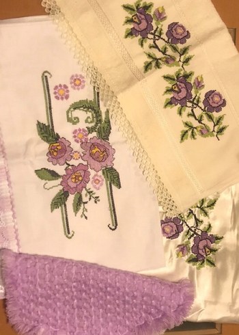 İşlemeli Mor Yastık Kılıfı Seti - Görsel 2