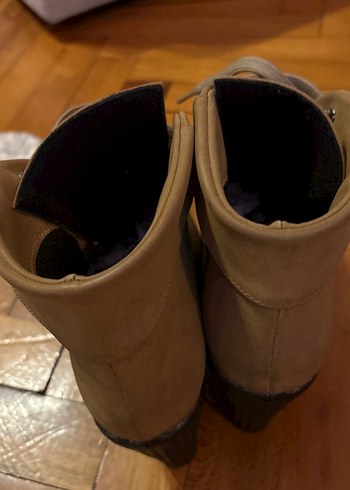 Bej Süet Dolgu Topuk Kadın Bot - Görsel 5