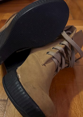 Bej Süet Dolgu Topuk Kadın Bot - Görsel 9