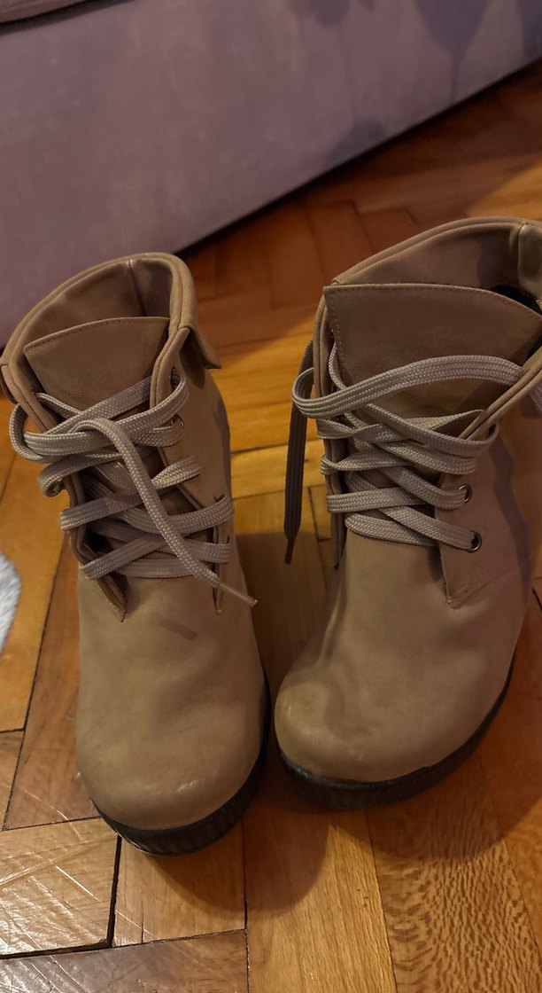 Bej Süet Dolgu Topuk Kadın Bot - Görsel 4