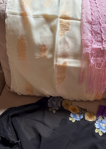 Dantel Detaylı Pembe Bohem Kadın Şal - Görsel 2