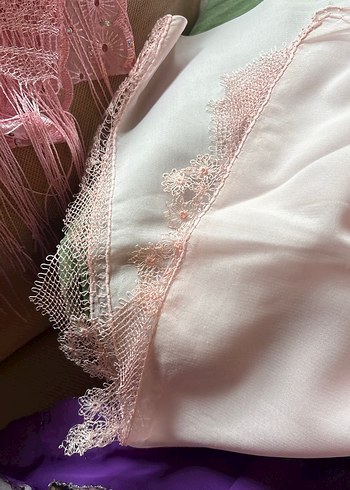 Dantel Detaylı Pembe Bohem Kadın Şal - Görsel 4