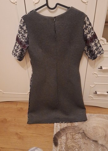 Kısa Kollu, Örgü Desenli Midi Elbise 36 38 beden uyumlu - Görsel 3