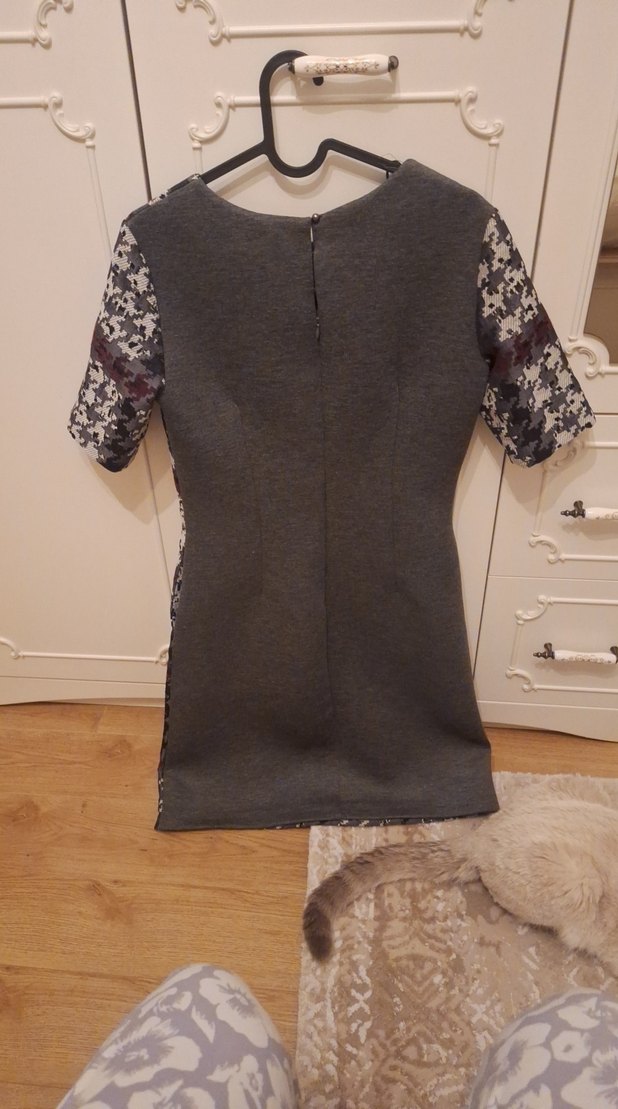 Kısa Kollu, Örgü Desenli Midi Elbise 36 38 beden uyumlu - Görsel 3