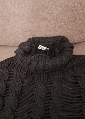 Örgü Siyah Boğazlı Kadın Kazak - Görsel 2