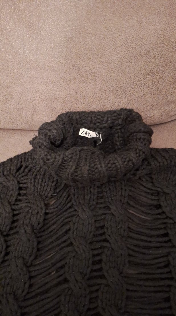 Örgü Siyah Boğazlı Kadın Kazak - Görsel 2