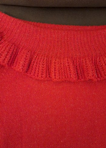 Kırmızı Örgü Kadın Kazak - Görsel 2