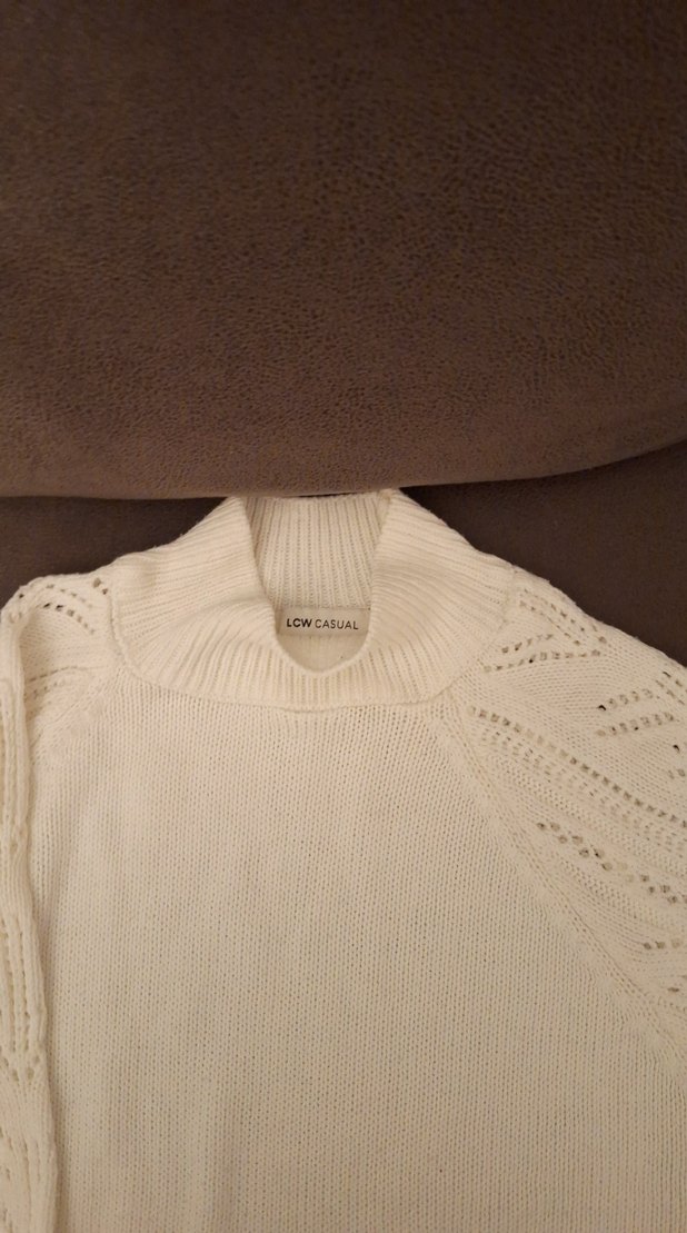 Bej Bohem Örgü Balıkçı Yaka Kadın Kazak - Görsel 2