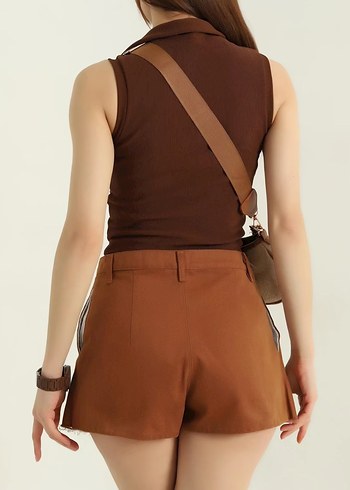 Mini Şort - Bej Renk, Sıkı Kesim - Görsel 4