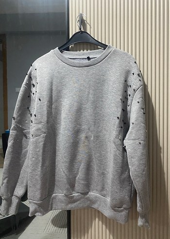 Gri Uzun Kollu Salaş Sweatshirt